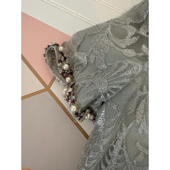 Vintage Mary McFadden Designers Couture Metallic Thread Beaded Set 2-Piece Sz 6 - Picture 3 of 10